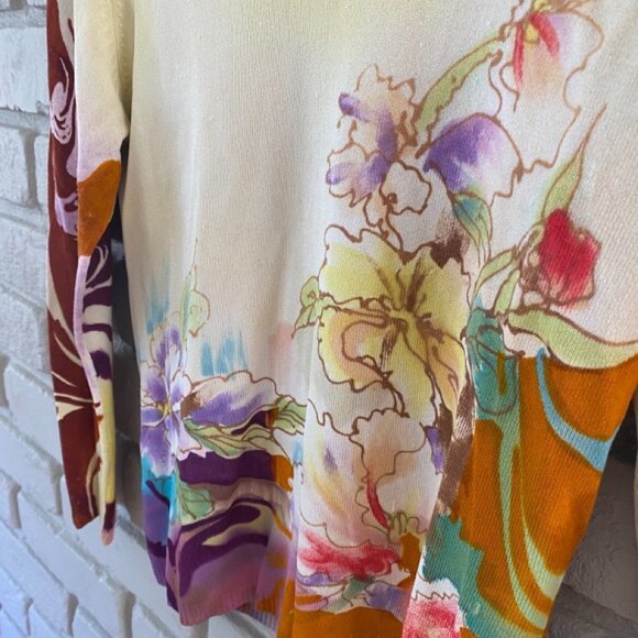 Hand Painted Sweater by Mechant in Gorgeous Floral Design S #080 - Picture 2 of 14